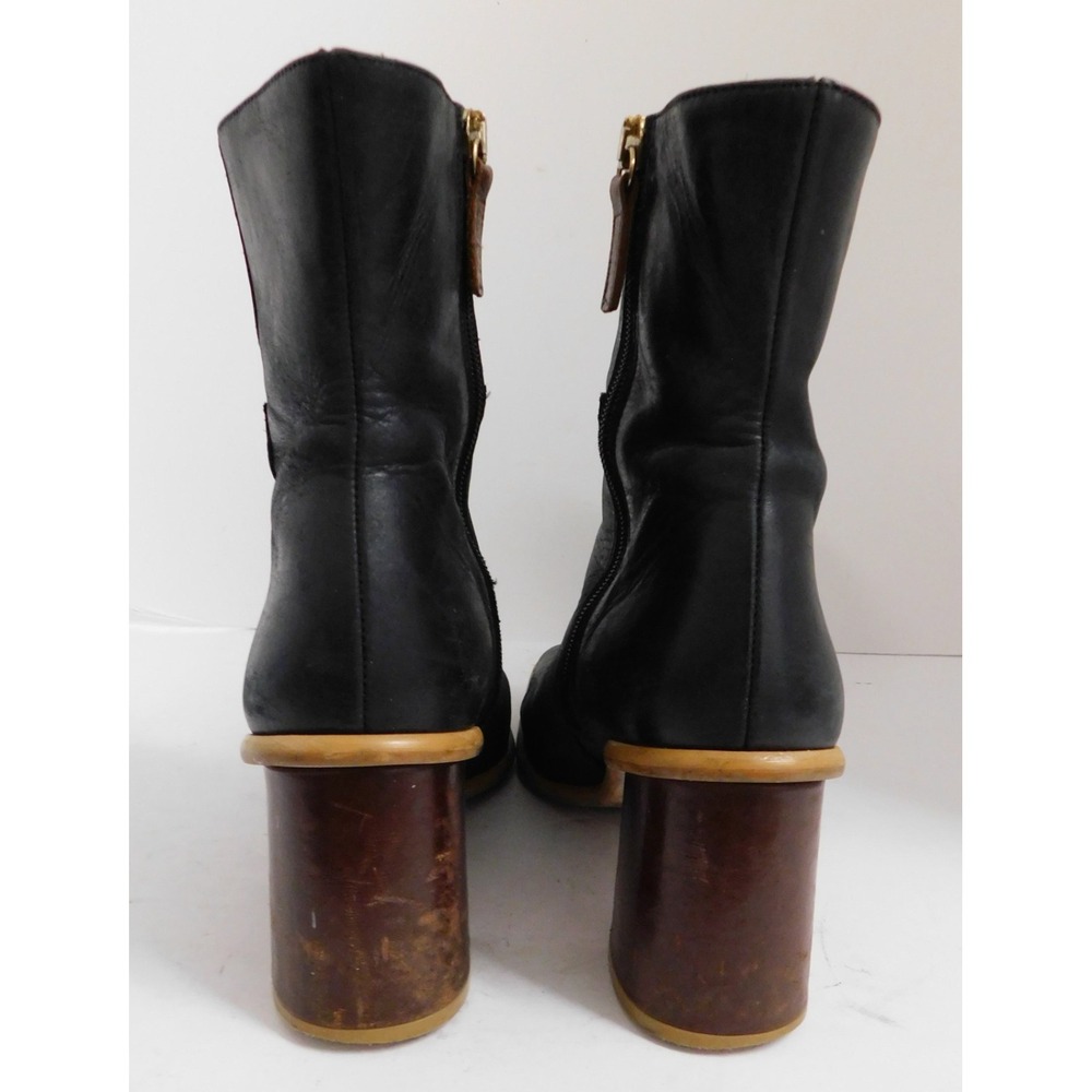 Alohas West Vintage Black Leather Square Toe Ankle Boots $345rt sz 38 - Picture 7 of 10